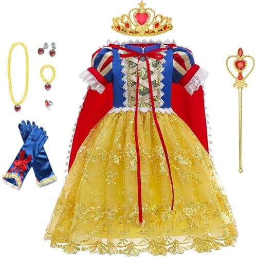 Snow White Cosplay Dresses for Girls Party Princess Dress Childrens Tulle Dress Baby Girl Tutu Dress Infant