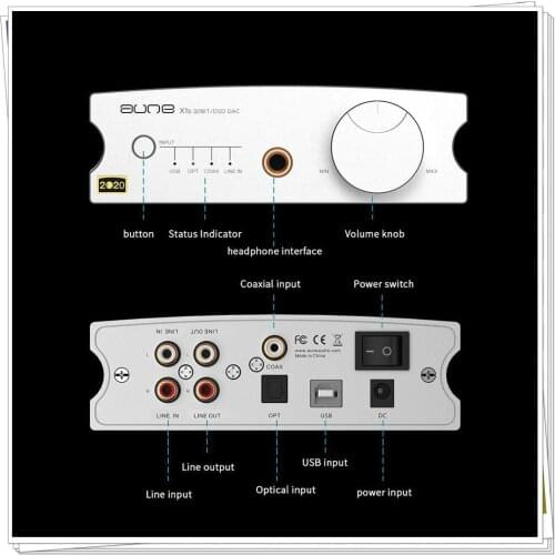 AUNE X1S 2020 Home HIFI DAC Headphone Amplifier ES9038Q2M DSD512 USB DAC Headphone Amp 32BIT/768K DOP128 DOP64