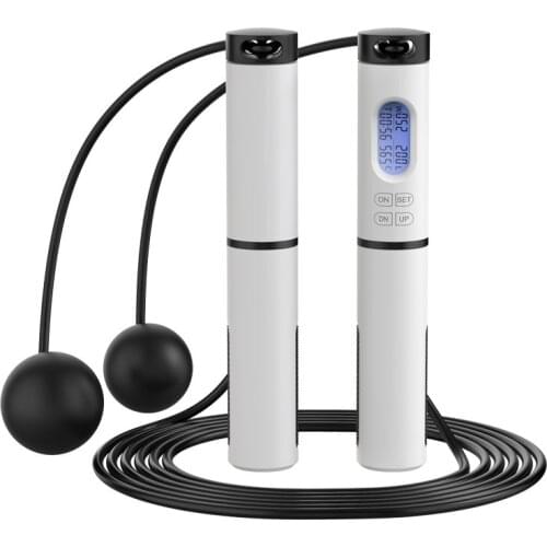 Electronic Counting Skipping Rope Home Fitness Equipment with Bearing Rope and Cordless Dual Purpose Steel Wire Skipping Rope