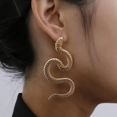 Europe Jewelry Personality Distorted Snake Geometric Female Exaggerated Embossed Stud Earrings Trendy Earring Hanging Earring