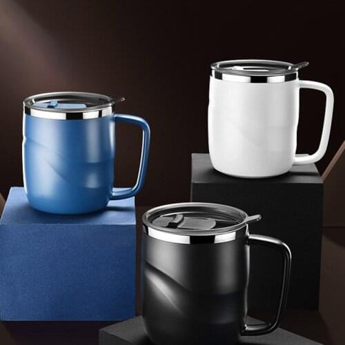 Double Wall Stainless Steel Coffee Mug with lid Portable Cup Travel Tumbler Creative Space Coffee Milk Tea Cups Office Water Mug