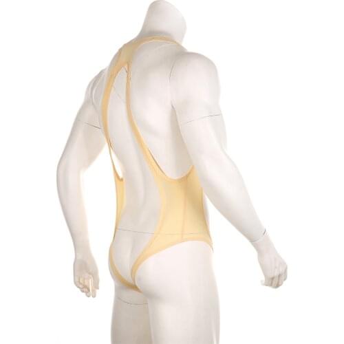 Mens Sexy Bodysuit Lingerie Open Butt Leotard Gay Jumpsuit Mankini Wrestling Men Breathable Strap Costume Exotic Underwear