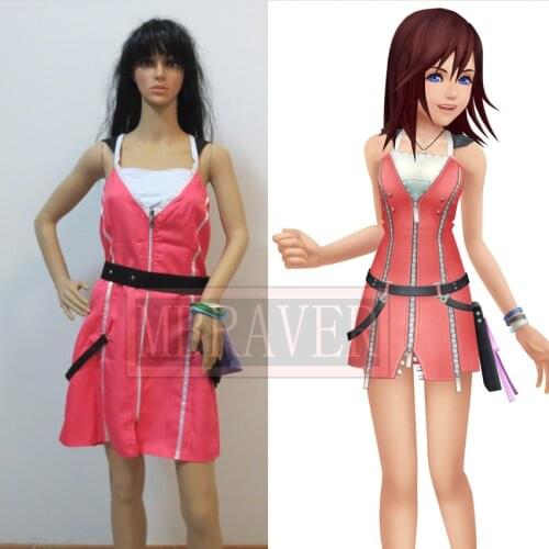 Kingdom Hearts II 2 KAIRI Cosplay Costume pink dress Free Shipping