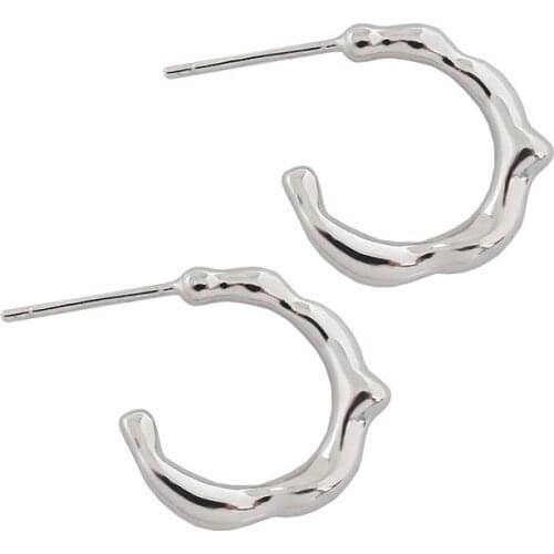 Minimalist 925 Sterling Silver Irregualr Circle Stud Earrings For Women Fine Jewelry, Gold Color Earings Woman Earing Silver 925