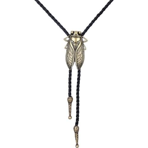 Fashion Cicada Animal Bolo Tie for Men Women Handmade Star Western Cowboy Silver Vintage Pendant Necktie