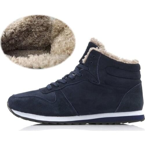 Men Boots Mens Shoes Sneaker Winter Shoes Ankle Boots Snow Boots Flat Casual Warm Plush Plus Size Fur Boots for Men Black Blue