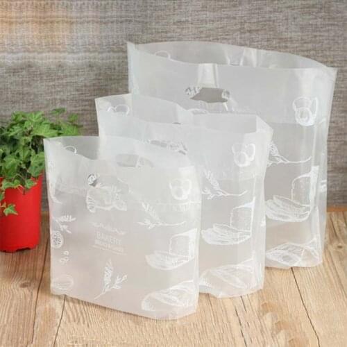 Plastic Take-out Package Bag Restaurant Tools Nontoxic Transparent Bag Soft Doggy White Shopping Bag Packing Tools 50pcs