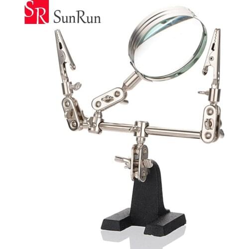 MG16129 2.5X Third Hand Soldering Iron Stand Helping Clamp Vise Clip Tool Magnifying Glass wholesale Electronic Mainboard Repair