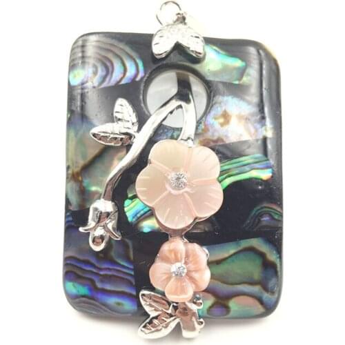 Natural New Zealand Abalone Pendant Rectangle Abalones Shell Pendants fit DIY Necklace Jewelry Making 31x49mm Accessories A124