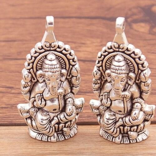 2PCS 32*60mm Big Elephant Buddha Charms Animal Pendants Handmade Decoration Vintage For DIY Jewelry Making Findings