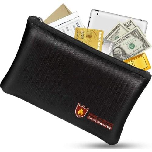 Fireproof Money Safe Document Bag. NON-ITCHY Silicone Coated Fire & Water Resistant Safe Cash Bag. Fireproof Safe Storage for A5