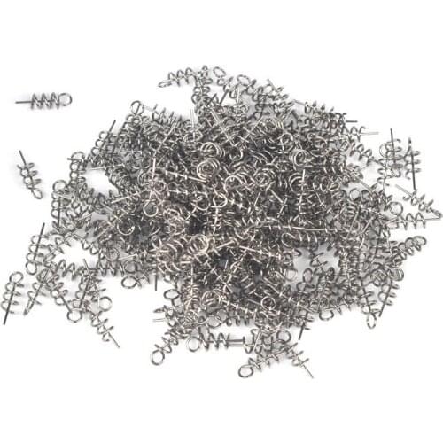 Spring metal alloy screw for hang bait on hooks not only fake bait but also real bait