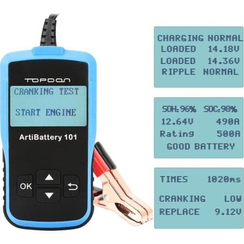 Original Topdon AB101 ArtiBattery 101 12V Car Battery Tester Car Digital Battery Analyzer Cranking Test