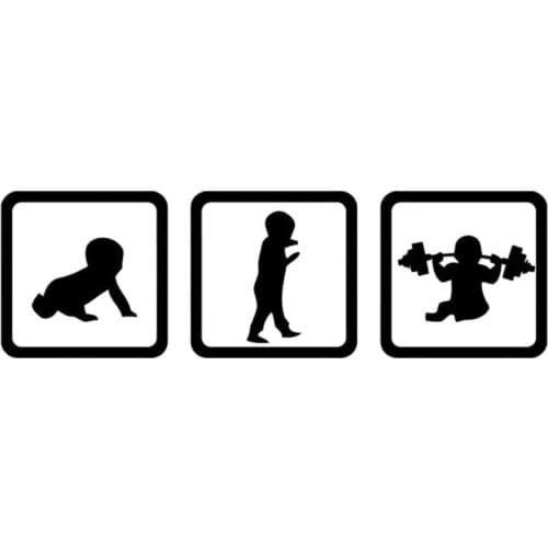 14.5CM*4.4CM Lovely Walk Crawl Baby Fitness Weightlifting Sports Silhouette Vinyl Car Sticker S9-1133