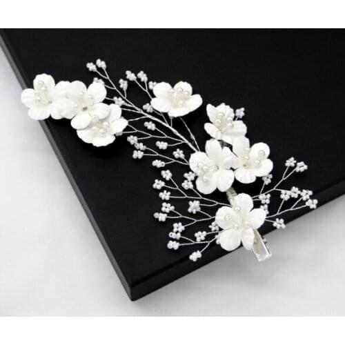 Bridal Pearl White Flower Hair Clip Floral Style Barrette Bride Hair Jewelry Bridesmaid Wedding Bridal Hair Accessories