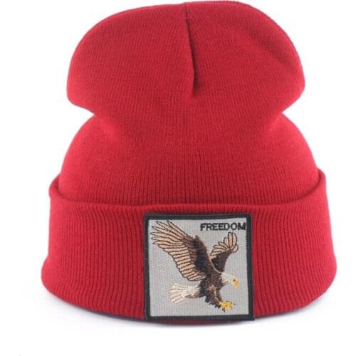 2019 New Casual Women Beanie Animal Eagle Embroidery Winter Hats For Men Warm Knitted Beanies Streetwear Hip hop Skullies Bonnet