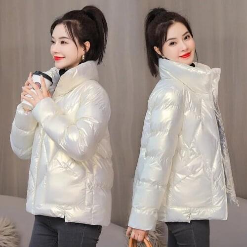 Womens Winter Jacket Parkas 2021 New Long Sleeve Warm Jacket Outwear Female Cotton Padded Parka Short Jacket Snow Coat
