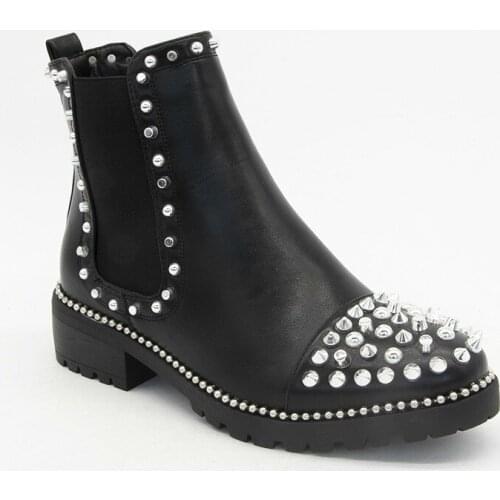 Krasovki Womens Short Boots Fashion 2021 Spring Autumn Rivet Hoof Heels Breathable Boots Thick Bottom Causal Women Ankle Boots