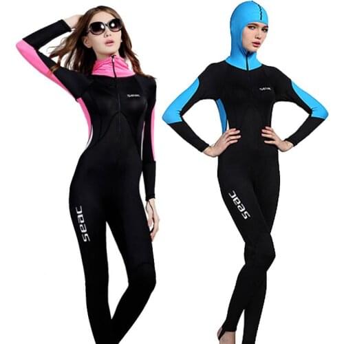 Hisea Full Body With Cap Women Wetsuit Long Sleeve Diving Suit Anti UV Pro Snorkeling Surfing Swimming Diving Have Chest Pad