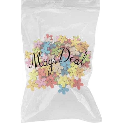 100x Mix FlOWER 2 Holes Wooden Buttons Sewing Craft Scrapbooking DIY Amazing