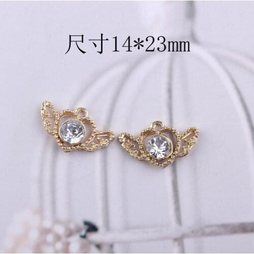 10pcsK Gold Alloy Pendant Pendant Accessories Diamond-studded Love Wings