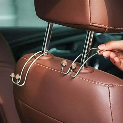 2PCS Car Clips Seat Back Hooks Crystal Diamond Bags Hanger Holder Organizer Automobiles Headrest Mount Storage Hooks Clips