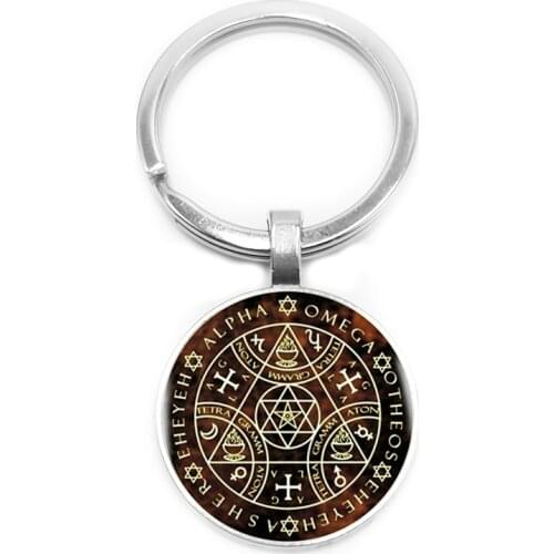 2019 New Sigil Magic WICCA Glass Cabochon Keychain Christian Car Key Ring Jewelry Pendant Pendant Gift