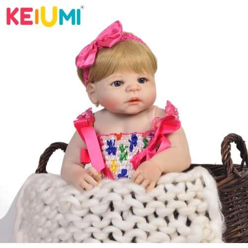 23 Inch Hot Sale 57CM Lifelike Reborn Doll Full Silicone Body Real Looking Newborn Girl Babies Toy Doll For Childrens Day Gifts