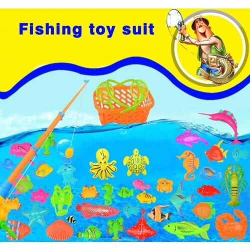 39/27pcs Kids Magnetic Fishing Toys Set with Inflatable Pool Net Magnet Fishing Rod Funny Classic Toys (Pool Not Included)