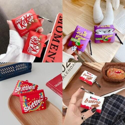 3D Kitkat cute Chocolate chip cookies Wireless Earphone case for Airpods 1 2 3 Pro box Bluetooth headset silicone luxury cover