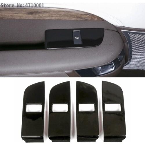 4pcs Gloss Black ABS Chrome Child Safety Door Lock Switch Panel Cover Trim For Land Rover Discovery 5 LR5 L462 2017 2018