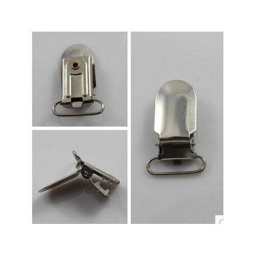 50pcs New 2.0CM silver Metal Suspender Paci Pacifier Ribbon Clips Holder Suspender garment Craft Sew Tool Square Plastic insert