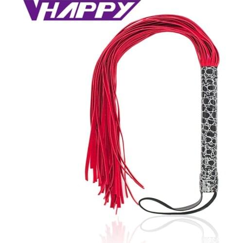 50cm Genuine Leather Flogger Whip With Abundant Tails Red Flirting Fun Sexy Leather Whip Sex Toys For adults VP-WP001007A