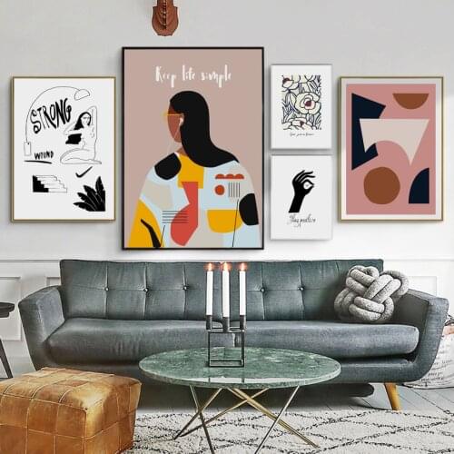 Abstract Girl Body Flower Geometry Wall Art Canvas Painting Nordic Posters And Prints Wall Pictures For Living Room Salon Decor