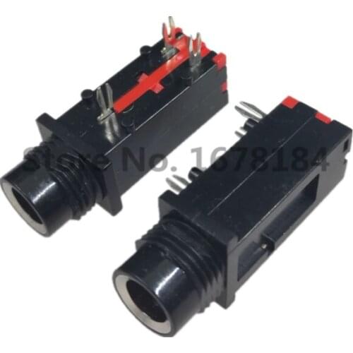 50PCS PJ-309 6.35mm Audio Jack 3Pin Stereo Audio Socket Microphone Welding Line For Microphone Socket