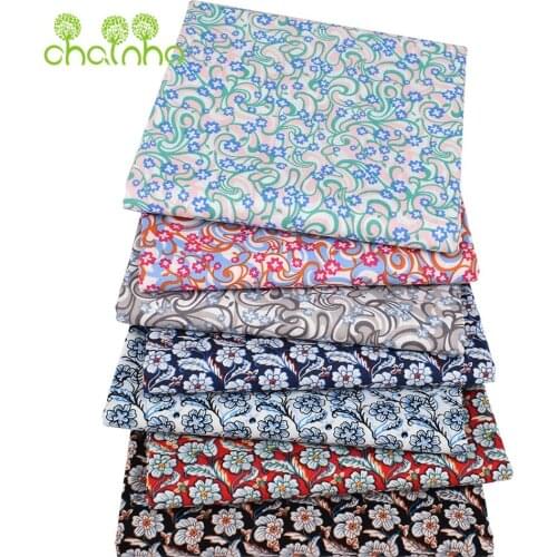 Chainho,Printed Plain Cotton Fabric,DIY Sewing Quilting Poplin Material For Baby & Childrens Shirt,Skirt,,Simple Flower Series