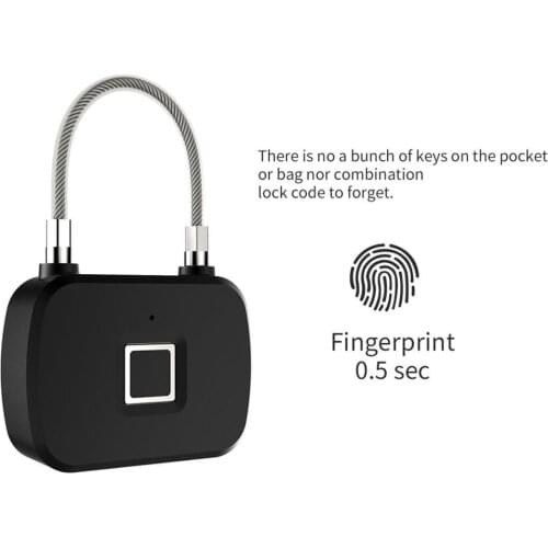 Hot Sale Mini Unlock Rechargeable Smart Lock Keyless Fingerprint Lock Anti-Theft Security Padlock Door Luggage Lock