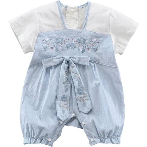 Baby Girls Jumpsuit Newborn Summer Clothes Infant Cotton Embroidery Shorts Sleeve Romper 0-18 Month