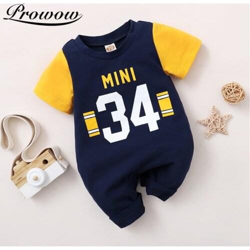 Prowow Patchwork Mens Baby Clothes Casual Newbron Jumpsuits For Kids Clothing Summer Toddler Romper Solid Chilldrens Overalls