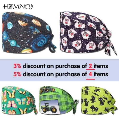 Trendy Fashion Scrub Hat Cotton Sweat-absorbent Pet Grooming Agency Work Scrub Beauty Work Hat Laboratory Care Scrub Hat Unisex