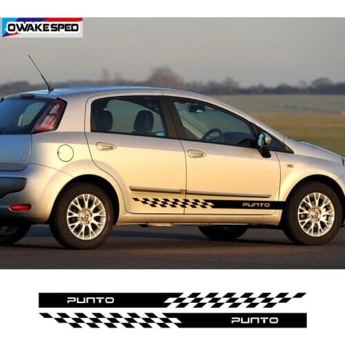 2pcs Car Side Skirt Stripes Sticker Auto Body Door Vinyl Film Decals For-FIAT Punto DIY Automobiles Decor Car Tuning Accessories