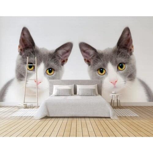 Cat Mural Wallpaper Art Wall Painting Luxury Contact Paper HD Photo Wall Paper for Bedroom TV Background Animal Murals Custom