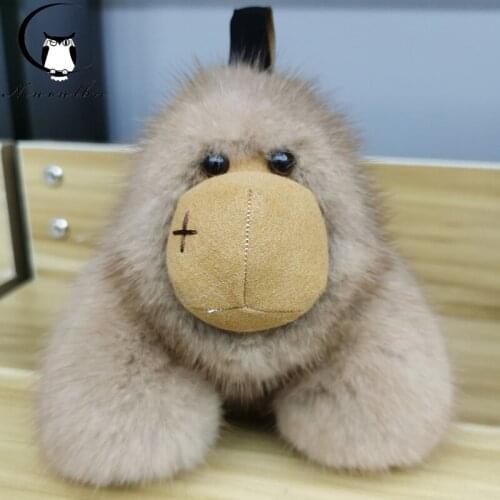 New 2021 The real fur Strong orangutan keychain mink fur accessories bag key ring fashion accessories Luxury toys