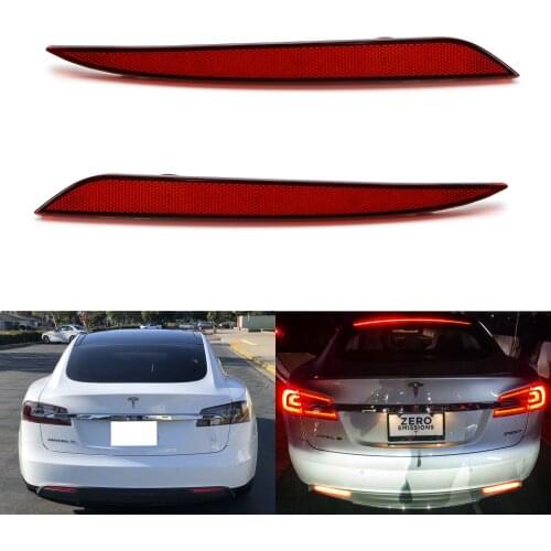 NEW 2PCS For Tesla Model 3 S X LED Rear Bumper Reflector Light Red Car Driving Brake Stop Fog Trim Molding Tail Lamp 2012-2020