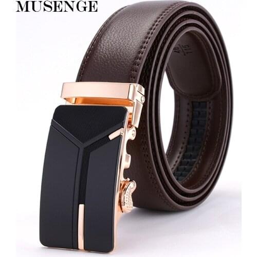 MUSENGE Designer Belts For Men Mens Genuine Leather waist Belt Ceinture Homme luxury brand Automatic Buckle Cinturon Hombre