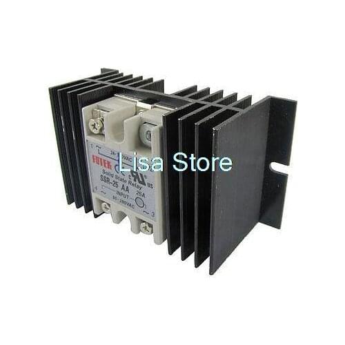 SSR-25 AA Temprature Control Solid State Relay SSR 25A 80-280V AC 24-380V AC + Heat Sink