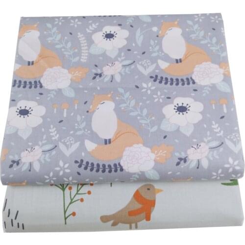 Syunss Gray Animal Print Twill Cotton Fabric DIY Tissue Patchwork Telas Sewing Baby Toy Bedding Quilting Tecido The Cloth Tilda