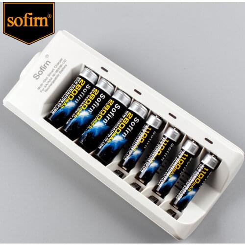 Sofirn 8 Slots Smart Battery Charger with Indicator Light For AA AAA NiMH NiCd Rechargeable Batteries US/EU Plug without battery