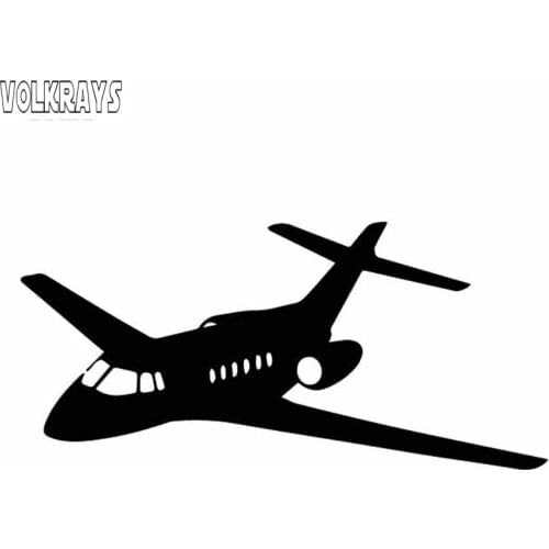 Volkrays Creative Car Sticker Simple Aeroplane Decorative Pattern Aircraft Shadow Accessories Vinyl Decal Black/Silver,6cm*14cm