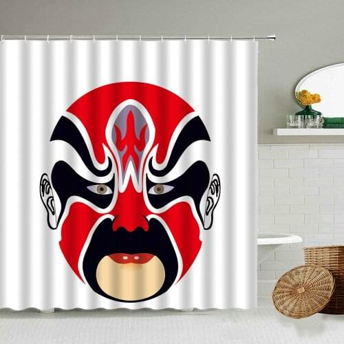 Chinese Peking Opera Facial Makeup Shower Curtain Classical Character China Ethnic Custom Bathroom Hanging Waterproof Curtains